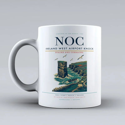 Ireland West Airport Knock (NOC) airport code design on white ceramic mug