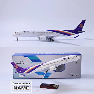 Side view of Thai Airlines Airbus A350 Airplane Model (1/130 Scale) aviation LED model airplane in diecast metal with LED lig.