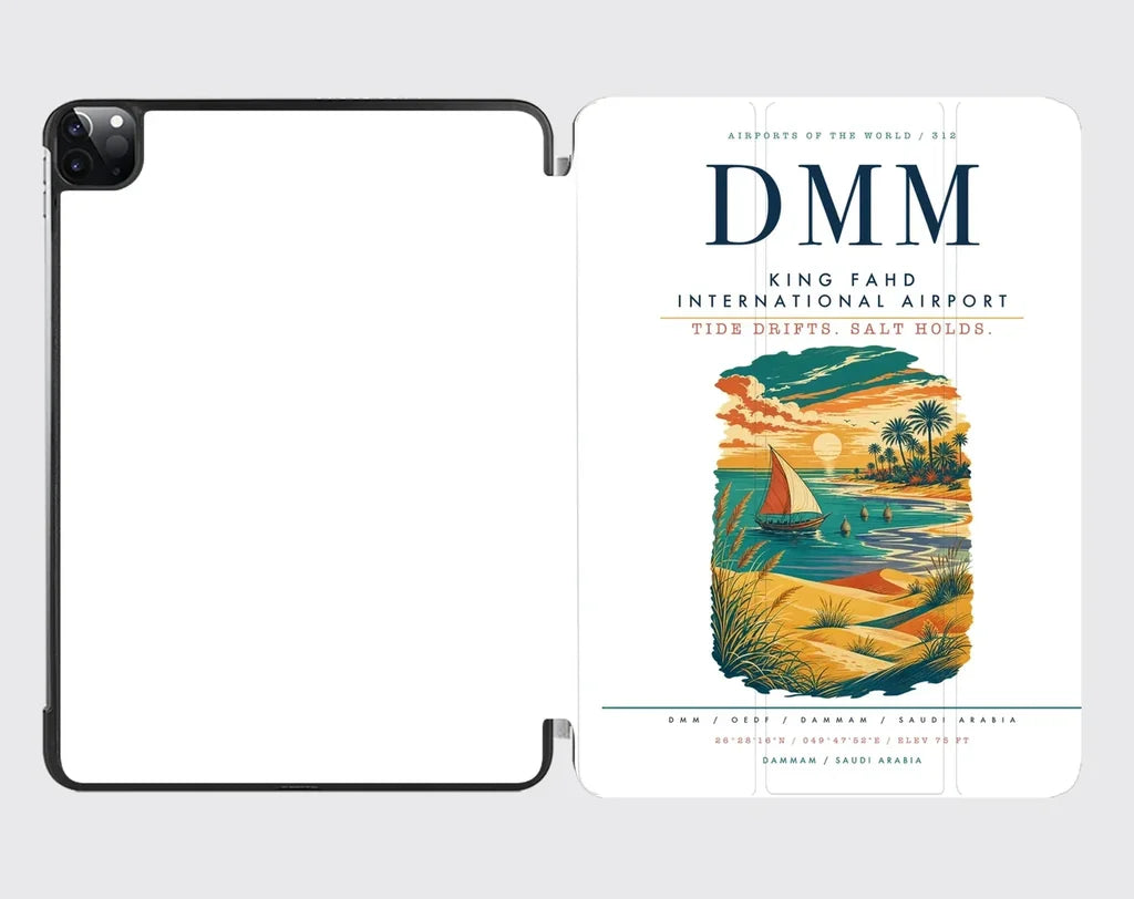 King Fahd International Airport (DMM) design on white ipad tablet case