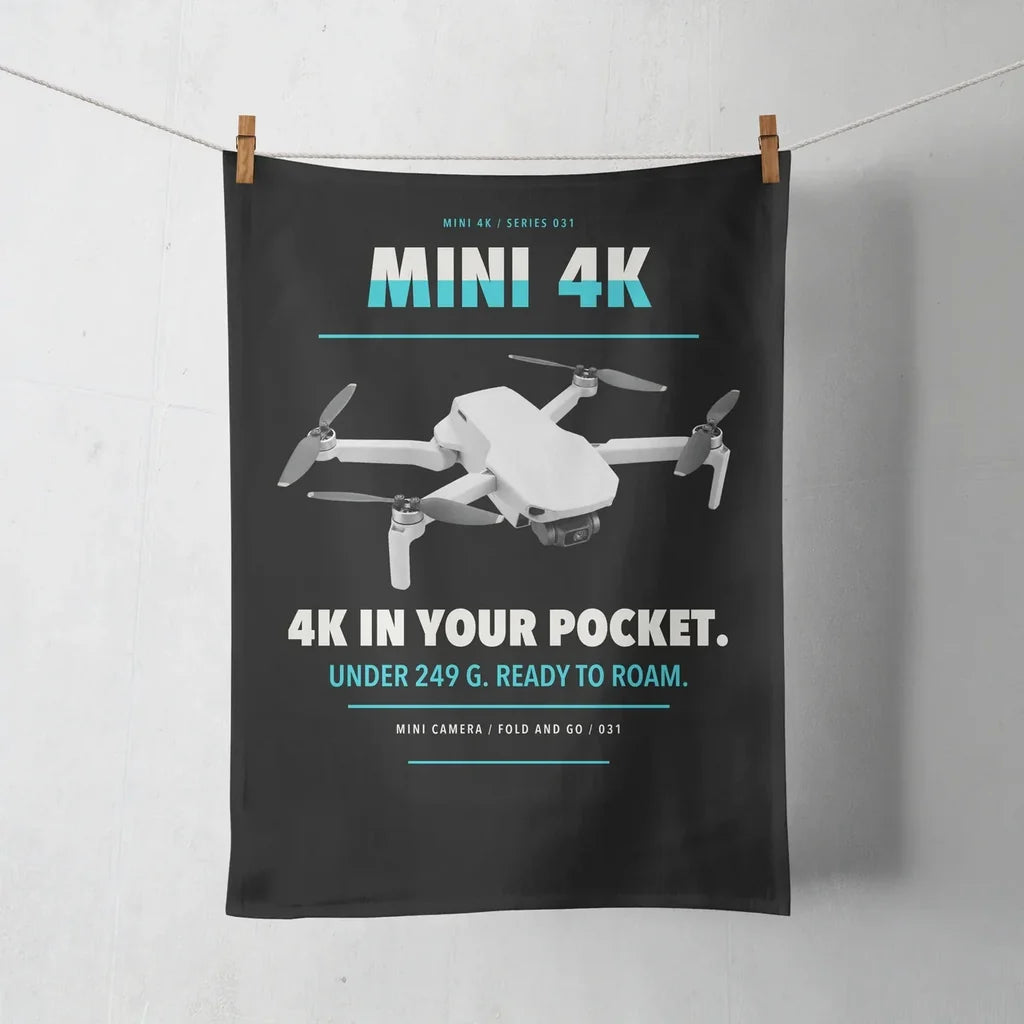 DJI Mini 4K design on black towel