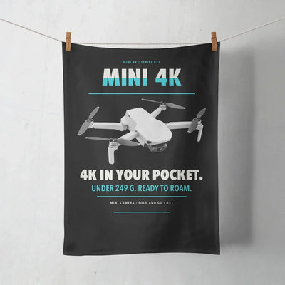DJI Mini 4K design on black towel