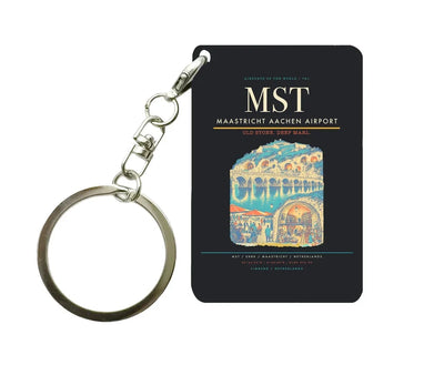 Maastricht Aachen Airport (MST) design on black key chain