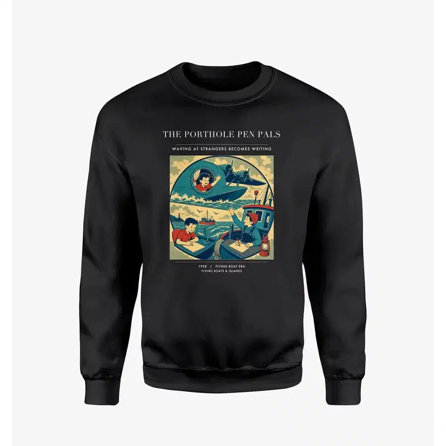 VINTAGE G4439 - The Porthole Pen Pals - Designed Sweatshirts design on black