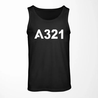 Airbus A321 Flat Text aviation design on breathable cotton tank top.