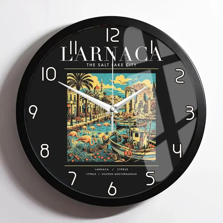 LARNACA - Poster - Wall Clock Framed - Black