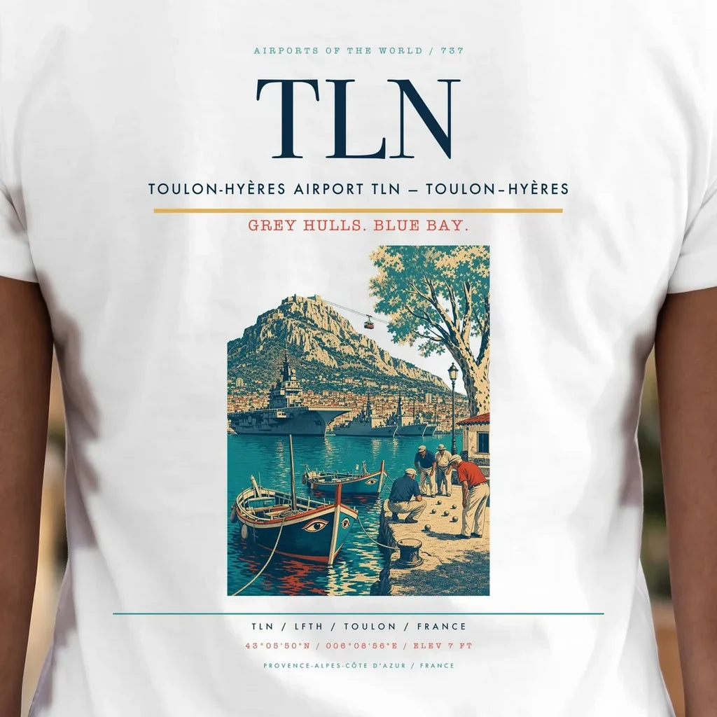 Toulon-Hyères Airport (TLN) double-side t-shirt design close-up cover