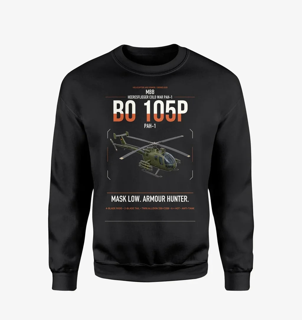 MBB BO 105P PAH-1 design on black sweatshirt