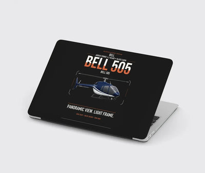 Bell 505 design on black MacBook case