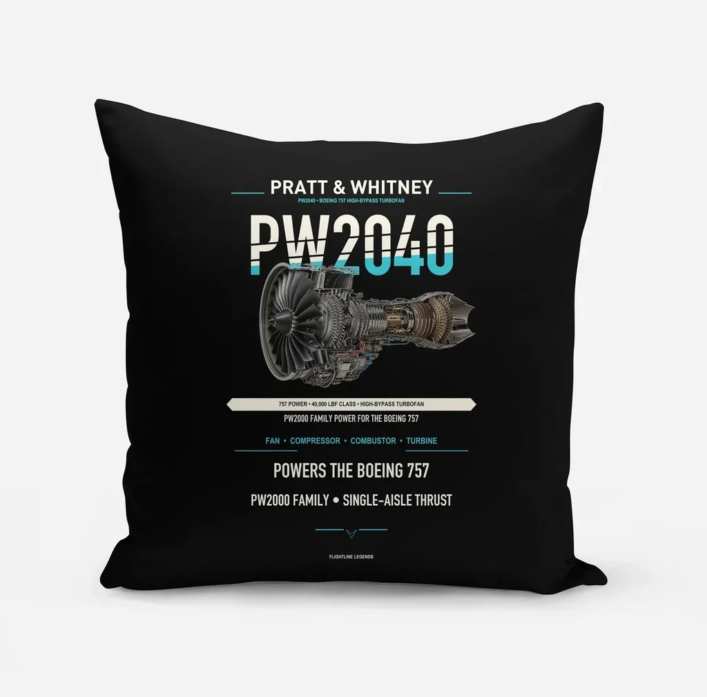 PW2040 design on black pillow