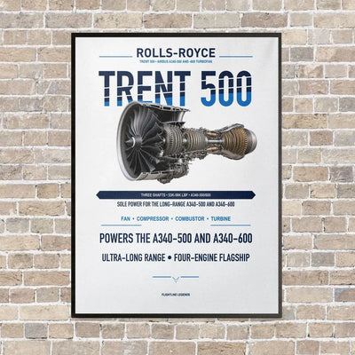 TRENT 500 vertical canvas print - framed - white background