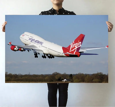 Virgin Atlantic Boeing 747 aviation themed poster, premium poster paper.