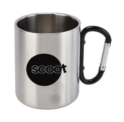 Scoot Airlines aviation design on outdoor mug, durable insulated construction.