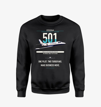 Cessna 501 Citation I SP design on black sweatshirt