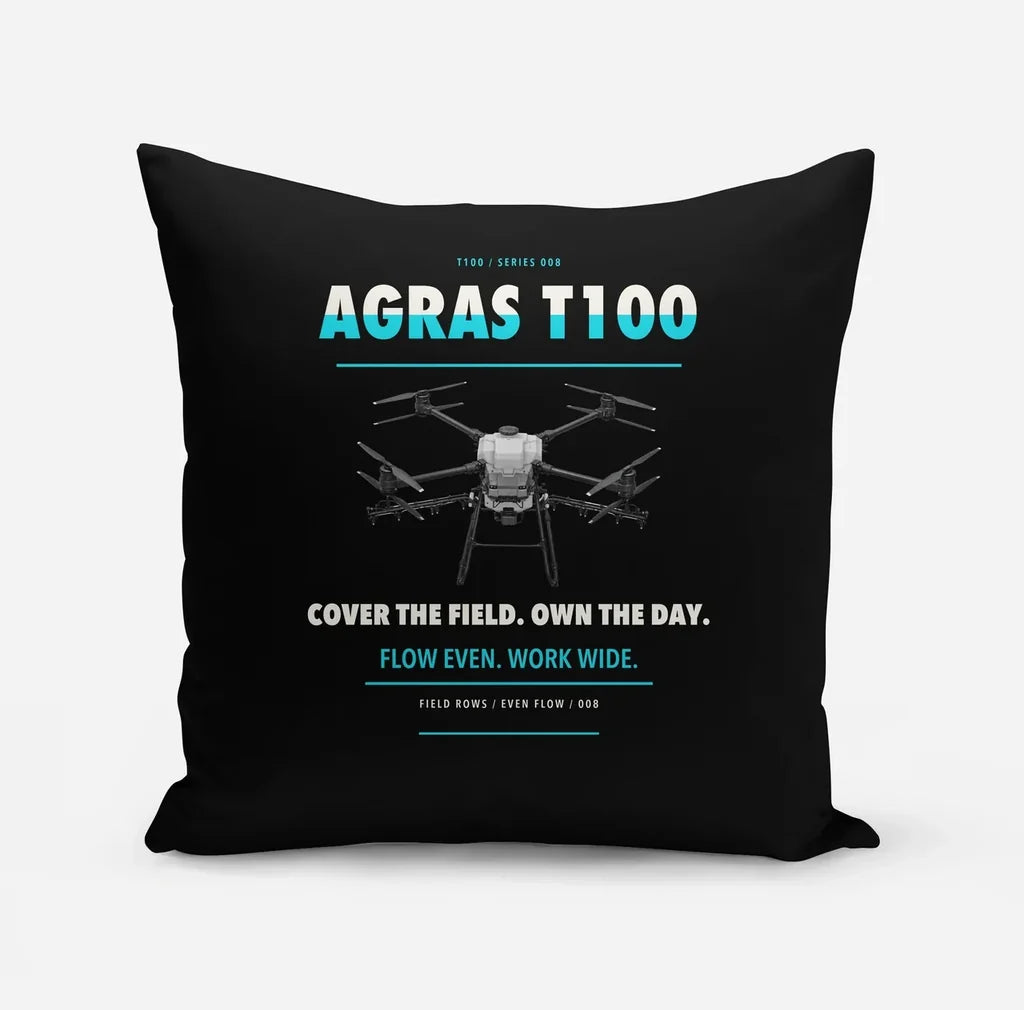 DJI Agras T100 design on black pillow