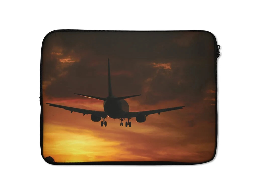 Beautiful Aircraft Landing at Sunset Laptop & aviation design on laptop & tablet case for laptop or tablet.