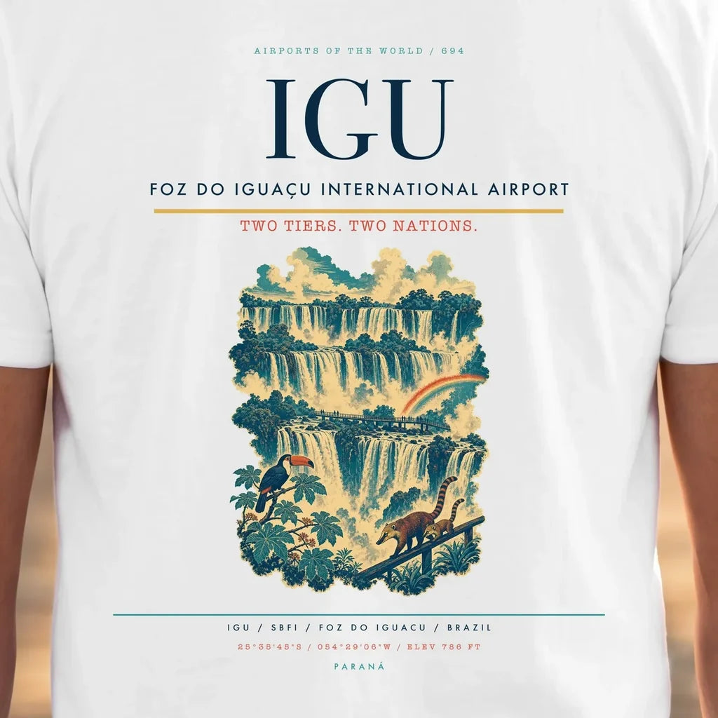Foz do Iguaçu International Airport (IGU) double-side t-shirt design close-up cover