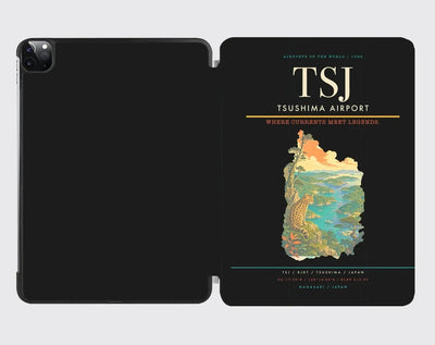 Tsushima Airport (TSJ) design on black ipad tablet case