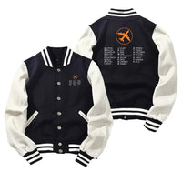 Thumbnail for Aviation Alphabet 2 Baseball Style aviation design printed on two-tone shell with ribbed cuffs baseball jacket.