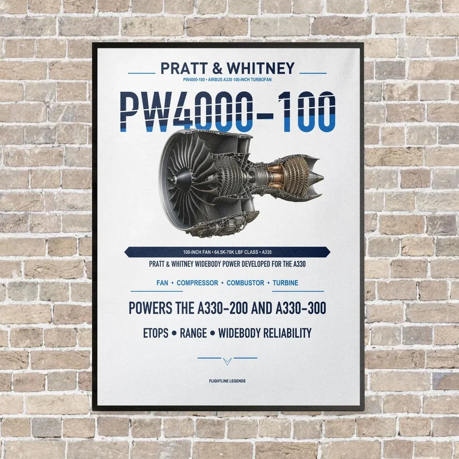PW4000-100 vertical canvas print - framed - white background