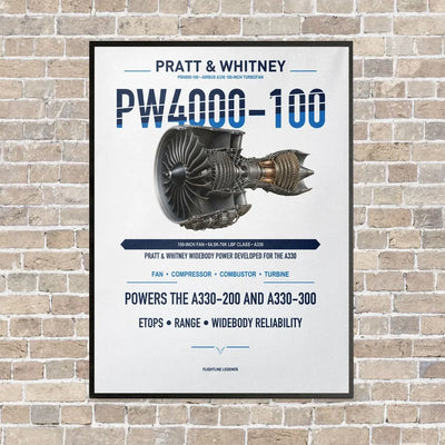 PW4000-100 vertical canvas print - framed - white background