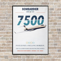 Thumbnail for Bombardier Global 7500 vertical canvas print - framed - white background
