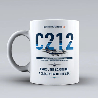 C212 Maritime Surveillance Aircraft Mug design on white airbus