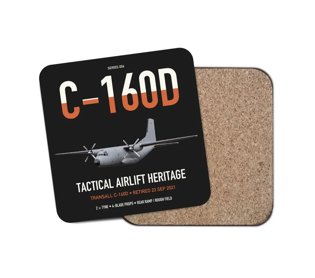 Transall C-160D design on black 1 piece coaster