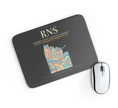 Rennes–Saint-Jacques Airport (RNS) design on black rectangle mouse pad