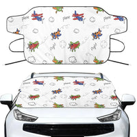 Thumbnail for Colorful Cartoon Planes Car aviation design on car windshield cover.