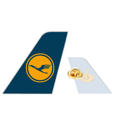Lufthansa Airlines aviation design tail-shape badge pin in polished alloy.