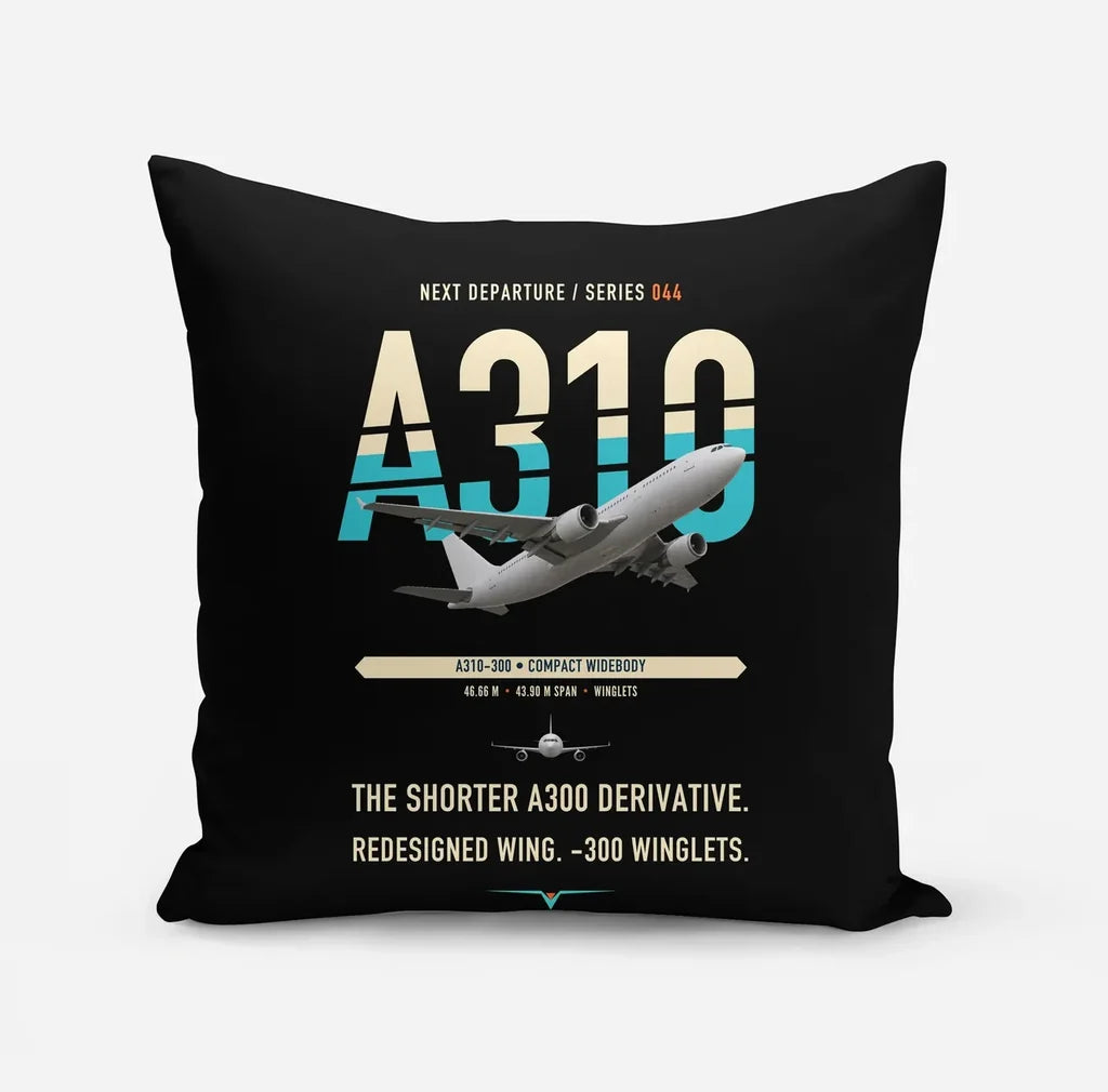 Airbus A310-300 design on black pillow