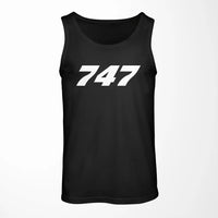 Thumbnail for Boeing 747 Flat Text aviation design on breathable cotton tank top.