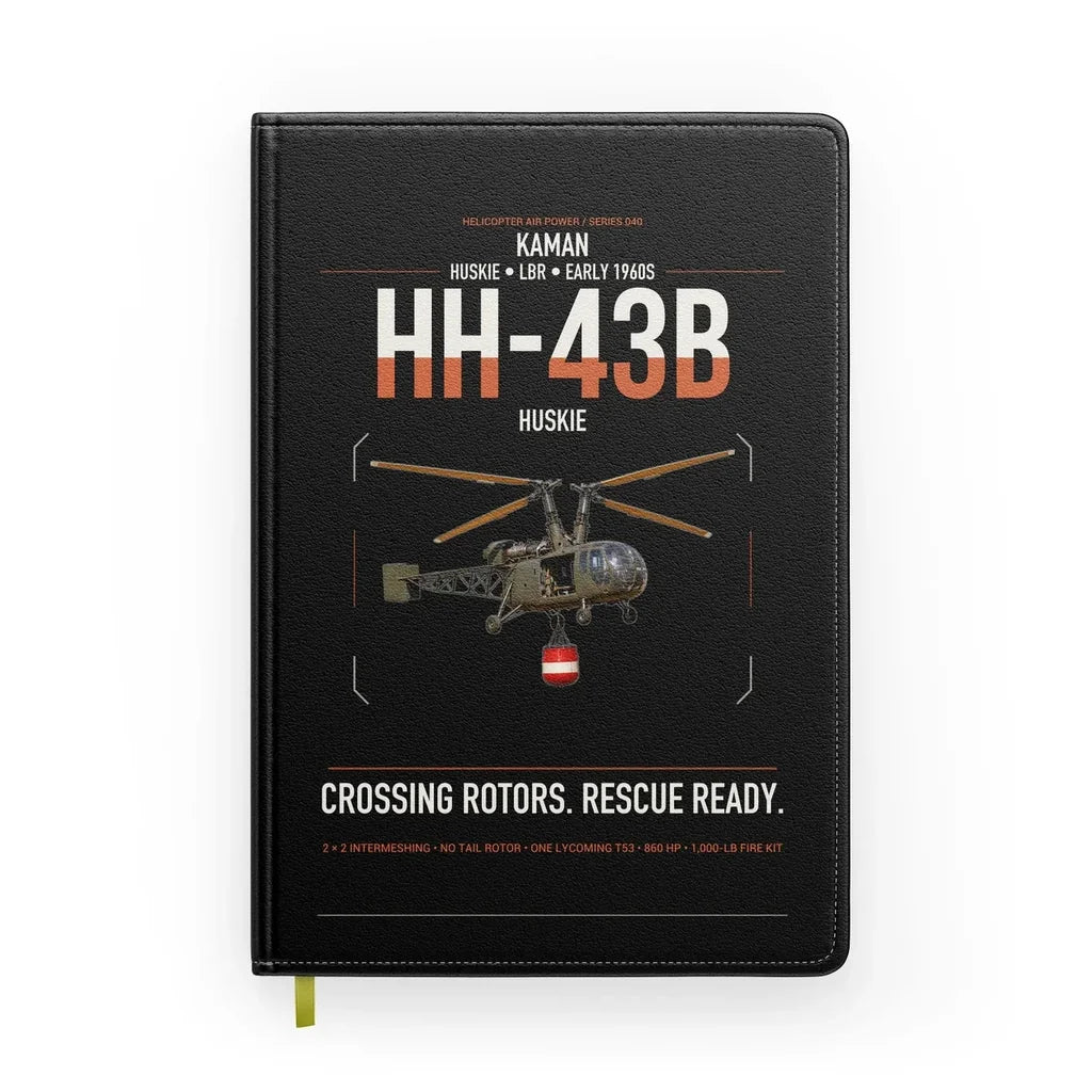 Kaman HH-43B Huskie design on black notebook