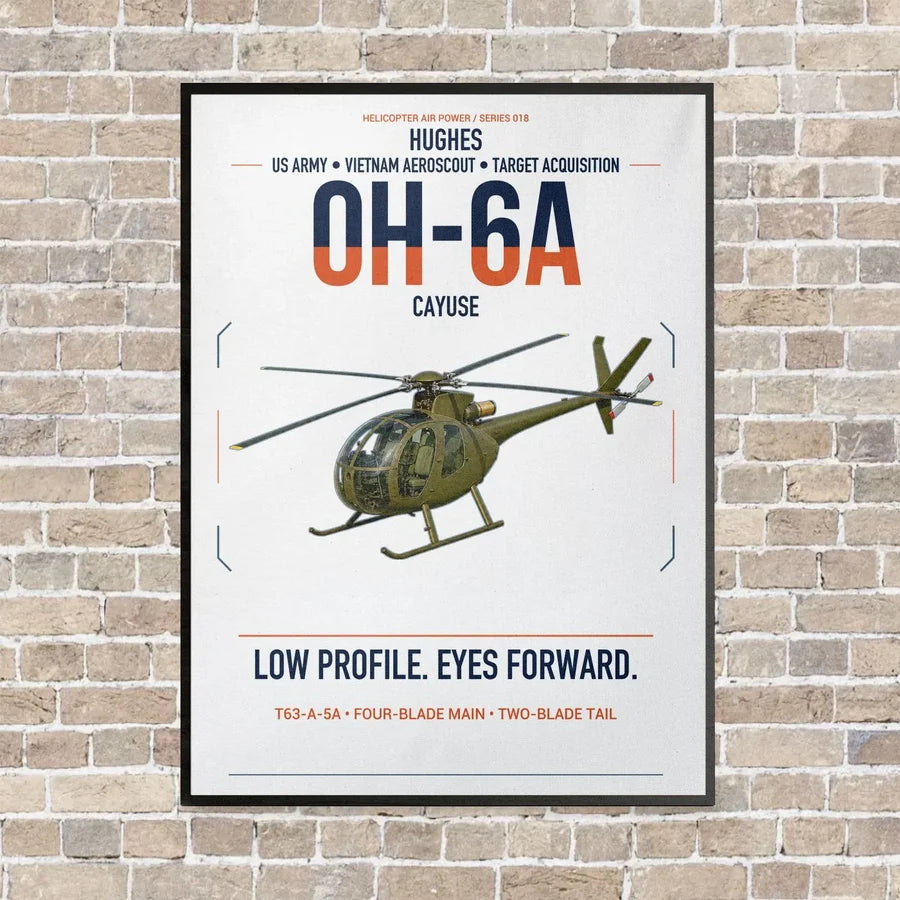 Hughes OH-6A Cayuse vertical canvas print - framed - white background