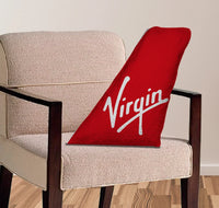 Thumbnail for Virgin Atlantic aviation design on soft polyester filling aircraft tail pillow.