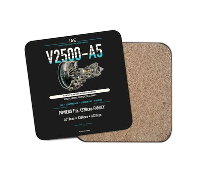 V2500-A5 design on black 1 piece coaster
