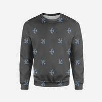 Thumbnail for Nice Airplanes (Gray) Printed aviation design printed on soft cotton blend 3D sweatshirt.