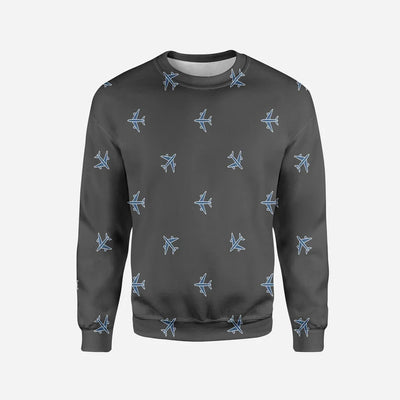 Nice Airplanes (Gray) Printed aviation design printed on soft cotton blend 3D sweatshirt.