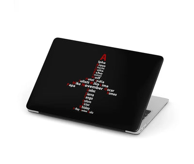 Airplane Shape Aviation Alphabet aviation design on MacBook case for MacBook.