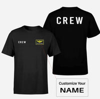 Thumbnail for CREW & Text aviation design printed on soft cotton double-side print T-shirt.
