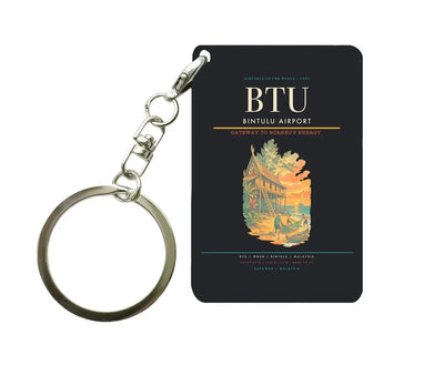 Bintulu Airport (BTU) design on black key chain