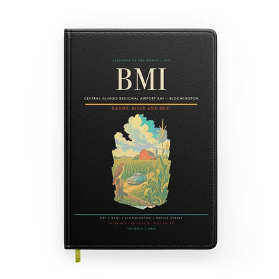 Central Illinois Regional Airport (BMI) design on black notebook