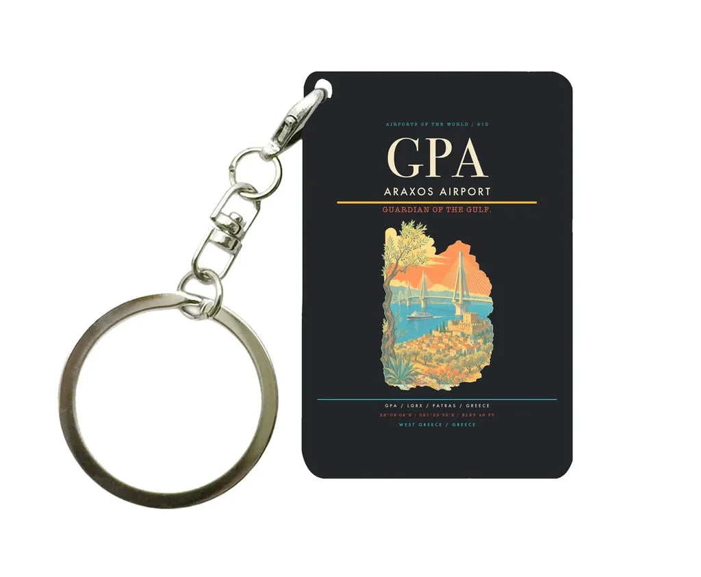 Araxos Airport (GPA) design on black key chain