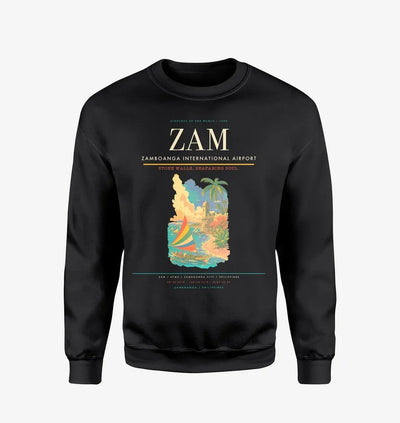 Zamboanga International Airport (ZAM) design on black sweatshirt