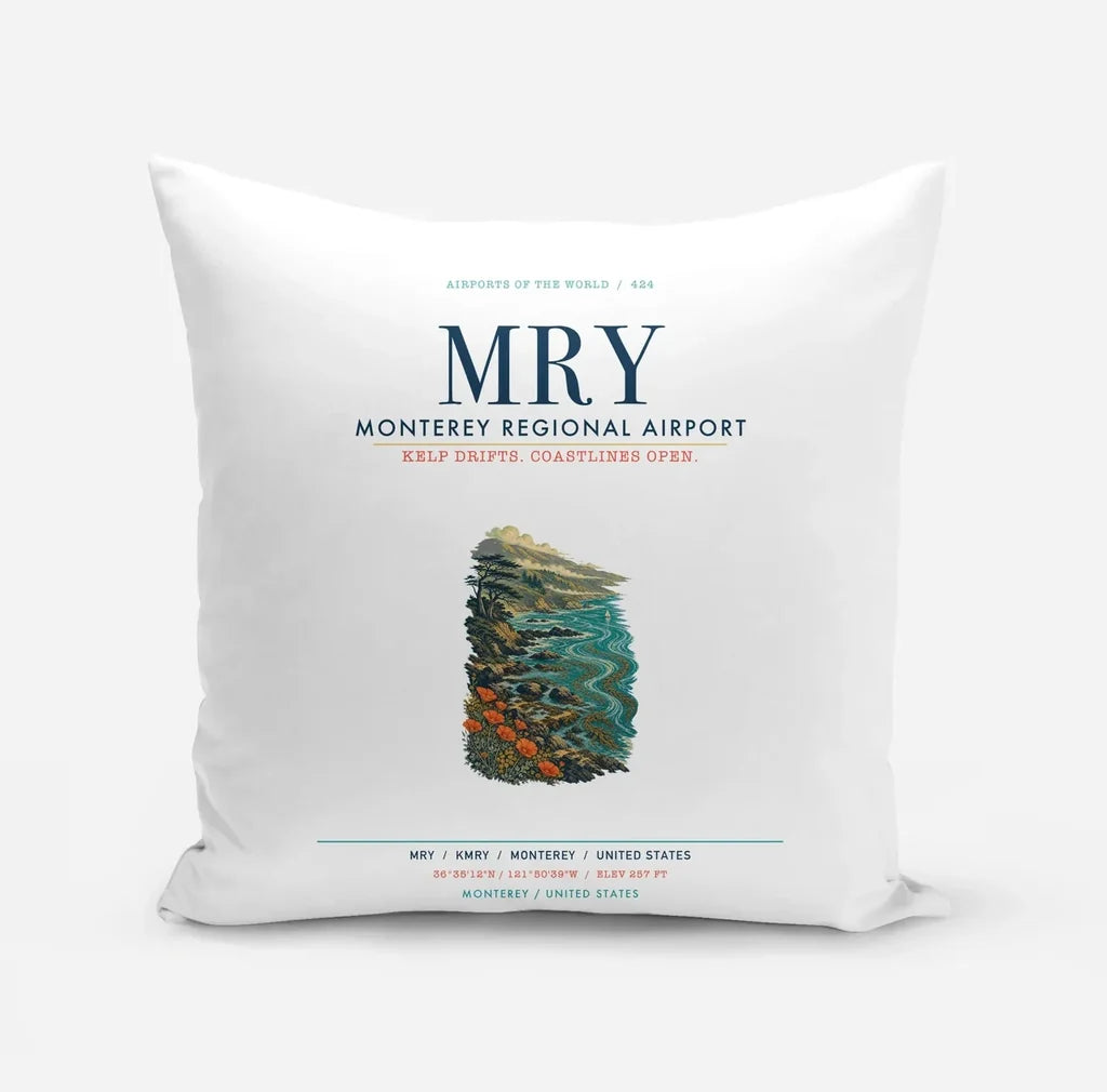 Monterey Regional Airport (MRY) design on white pillow