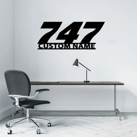 Boeing 747 Flat Text Wall Metal Signs