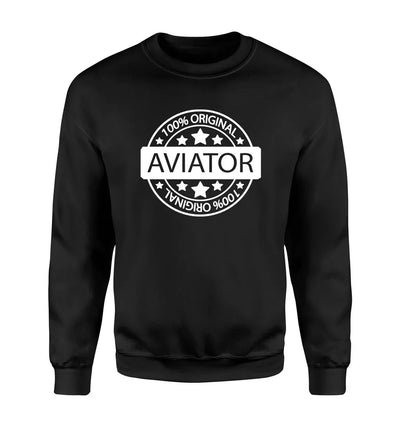 %100 Original Aviator aviation design printed on soft cotton blend sweatshirt.