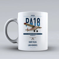 Thumbnail for Piper PA-18 Super Cub design on white ceramic mug, double-side print