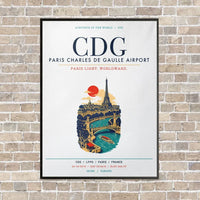 Thumbnail for Paris Charles de Gaulle Airport CDG vertical canvas print - framed - white background