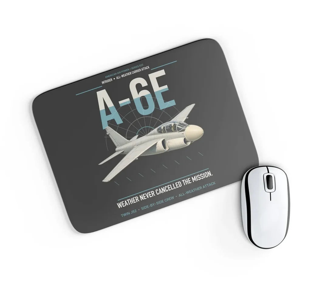 A-6E Intruder design on black rectangle mouse pad